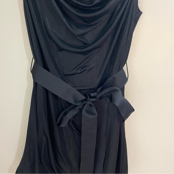 Terranova Black Laminated Ribbed Tie Sleeveless Bubble Dress, Size S - Picture 10 of 10